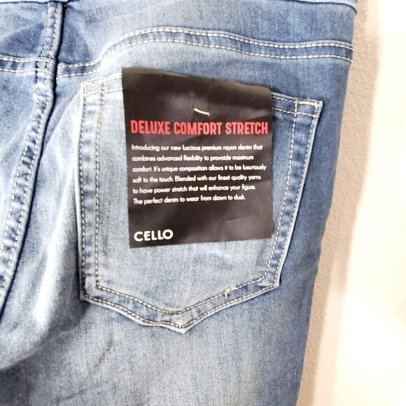 Cello Deluxe Comfort Stretch Size Medium Blue Flare Jeans RN#129203 Acid wash - Picture 8 of 14
